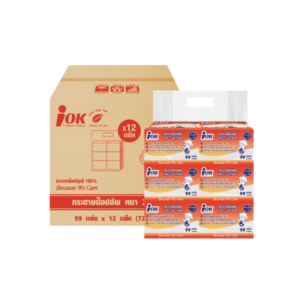 กระดาษป๊อปอัพ IOK  หนา 2 ชั้น บรรจุ 99 แผ่น/ห่อ X 72 ห่อ (7,128 แผ่น)_1